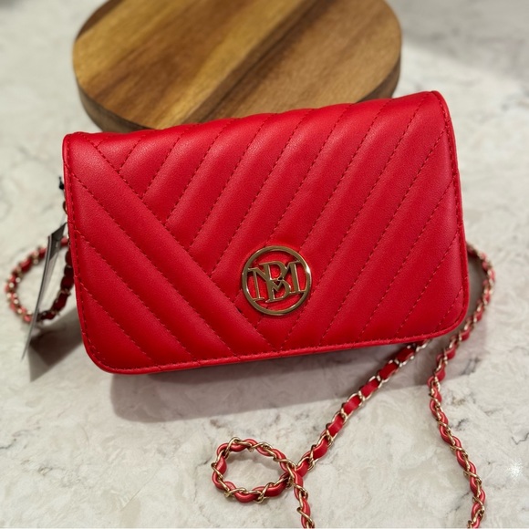 Badgley Mischka Handbags - Badgley Mischka Red Crossbody Bag with Round Plate